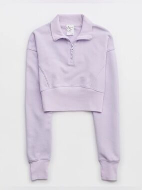 AERIE- Throw-Back Corset Cropped Quarter Zip